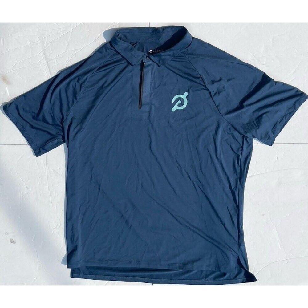 Peloton Men’s Navy Blue Short Sleeve Polo with Teal Logo